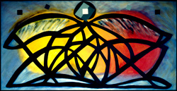 Kaelin, E. F. Opus # 14, Icarus’ Fall. 7 July 1986. Acrylic on canvas. 48”x 24”, without frame. In the collection of Carolyne Thomson.