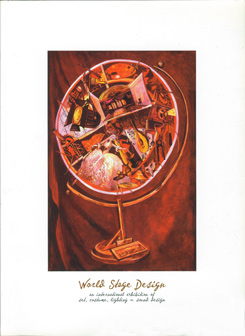 Fielding, Eric. Cover Art for World Stage Design: an International Exhibition of Set, Costume, Lighting and Sound Design. Executive Editor, Design and Layout by Eric Fielding. USITT, the US Centre of OISTAT: Syracuse, NY, 2005